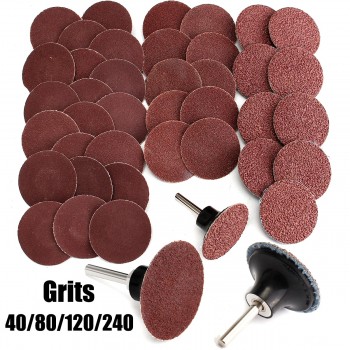 40+1 Mix 40/80/120/240 Grits 2 Roloc Type R Sanding Disc Abrasive Mandrel Lock Sanding Disc for General Polishing Sanding Pad