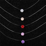 Transparent Fishing Line Necklace Silver Female Invisible Chain Necklace Women Rhinestone Choker Necklace Collier Zircon Pendant