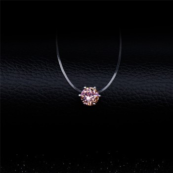 Transparent Fishing Line Necklace Silver Female Invisible Chain Necklace Women Rhinestone Choker Necklace Collier Zircon Pendant