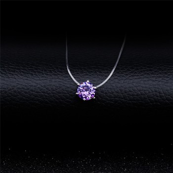 Transparent Fishing Line Necklace Silver Female Invisible Chain Necklace Women Rhinestone Choker Necklace Collier Zircon Pendant