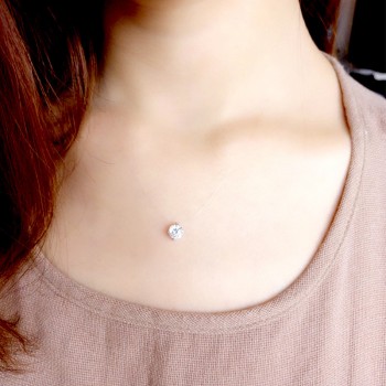 Transparent Fishing Line Necklace Silver Female Invisible Chain Necklace Women Rhinestone Choker Necklace Collier Zircon Pendant