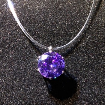 Transparent Fishing Line Necklace Silver Female Invisible Chain Necklace Women Rhinestone Choker Necklace Collier Zircon Pendant