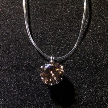 Transparent Fishing Line Necklace Silver Female Invisible Chain Necklace Women Rhinestone Choker Necklace Collier Zircon Pendant