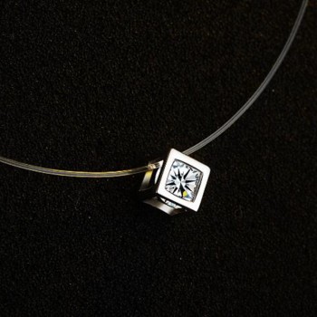 Transparent Fishing Line Necklace Silver Female Invisible Chain Necklace Women Rhinestone Choker Necklace Collier Zircon Pendant