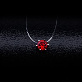 Transparent Fishing Line Necklace Silver Female Invisible Chain Necklace Women Rhinestone Choker Necklace Collier Zircon Pendant