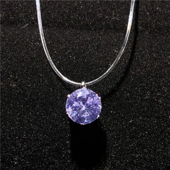 Transparent Fishing Line Necklace Silver Female Invisible Chain Necklace Women Rhinestone Choker Necklace Collier Zircon Pendant