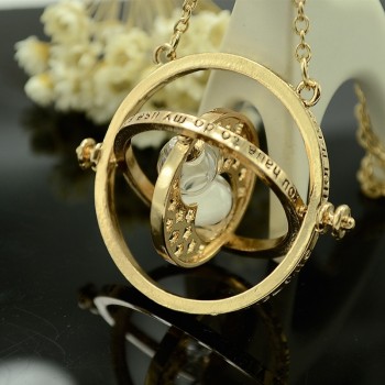 Hot Harry Potter Deathly Hallows Pendant Necklace Time Converter Hourglass Sweater Chain Necklace For Men Women Jewelry Gift