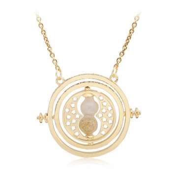Hot Harry Potter Deathly Hallows Pendant Necklace Time Converter Hourglass Sweater Chain Necklace For Men Women Jewelry Gift