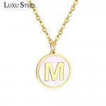 LUXUSTEEL Wholesale Gold/Silver 26 Letter Necklaces 2019 New Alphabet Initial Shell Pendant Necklace Women Collier Party Daily