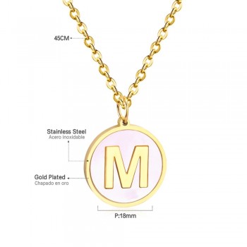 LUXUSTEEL Wholesale Gold/Silver 26 Letter Necklaces 2019 New Alphabet Initial Shell Pendant Necklace Women Collier Party Daily