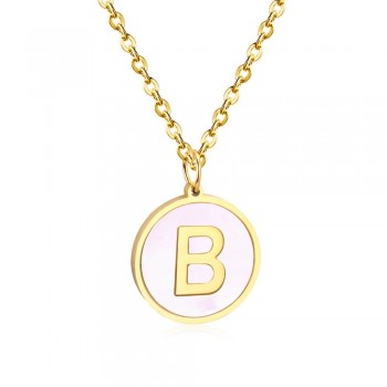 LUXUSTEEL Wholesale Gold/Silver 26 Letter Necklaces 2019 New Alphabet Initial Shell Pendant Necklace Women Collier Party Daily
