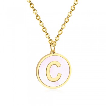 LUXUSTEEL Wholesale Gold/Silver 26 Letter Necklaces 2019 New Alphabet Initial Shell Pendant Necklace Women Collier Party Daily