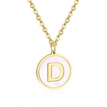 LUXUSTEEL Wholesale Gold/Silver 26 Letter Necklaces 2019 New Alphabet Initial Shell Pendant Necklace Women Collier Party Daily