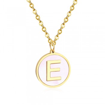 LUXUSTEEL Wholesale Gold/Silver 26 Letter Necklaces 2019 New Alphabet Initial Shell Pendant Necklace Women Collier Party Daily