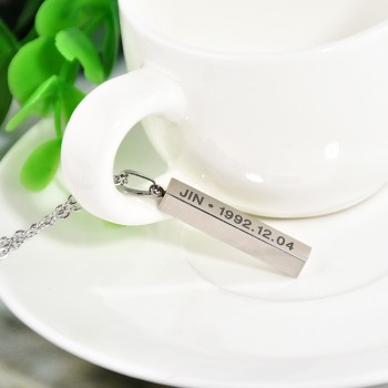 Hot BTS Members Name Date Cuboid Bar Pendant Necklace Women Jewelry Silver Titanium Chain Necklaces amp; Pendants Drop shipping