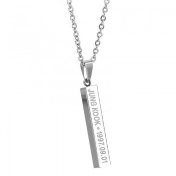 Hot BTS Members Name Date Cuboid Bar Pendant Necklace Women Jewelry Silver Titanium Chain Necklaces amp; Pendants Drop shipping