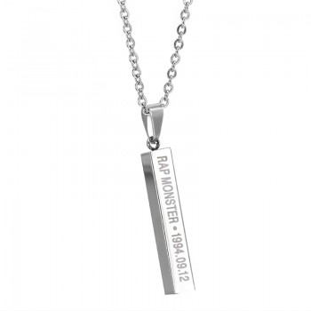 Hot BTS Members Name Date Cuboid Bar Pendant Necklace Women Jewelry Silver Titanium Chain Necklaces amp; Pendants Drop shipping
