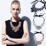 GEMIXI  Flower Ribbon Chain Short Necklace Pendant Crystal Choker Chunky Collar 4.20