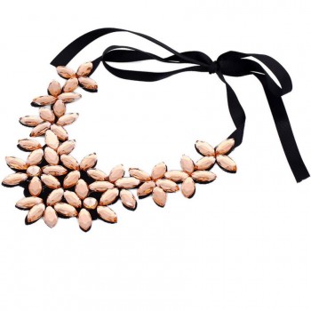 GEMIXI  Flower Ribbon Chain Short Necklace Pendant Crystal Choker Chunky Collar 4.20