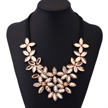 GEMIXI  Flower Ribbon Chain Short Necklace Pendant Crystal Choker Chunky Collar 4.20