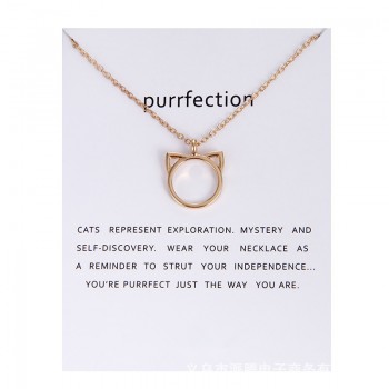 Marcatsa Fashion Animal Cat Ears Chain Pendant Necklace Vintage Card Choker Long Necklace Women Collar Jewelry Christmas gift