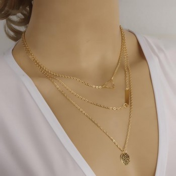 Free Shipping Gifts 2018 New Fashion Charm Jewelry Accessories Geometric Sequins Multi-layer Chain Gold Necklace Women