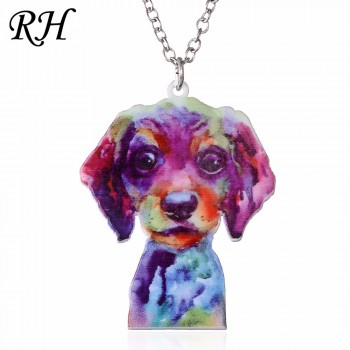 Acrylic Animal Necklace Pet Cat Dragon Pig Bird Wolf Horse Fish Dog Necklace Women Bohemia Jewelry Pendant Ethnic Long Necklace