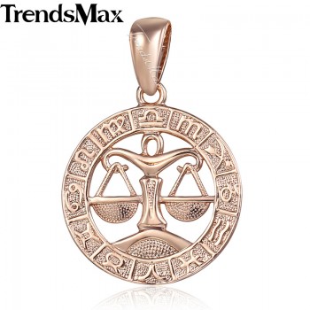 Trendsmax 12 Zodiac Sign Constellations Pendants Necklaces For Women Men 585 Rose Gold Male Jewelry Fashion Birthday Gifts GPM16