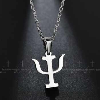 Letdiffery Gold Color Symbol PSI Necklace Stainless Steel Psychology Pendant Necklace Gift For Psychology Researcher