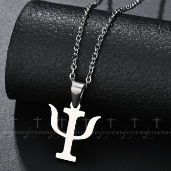 Letdiffery Gold Color Symbol PSI Necklace Stainless Steel Psychology Pendant Necklace Gift For Psychology Researcher
