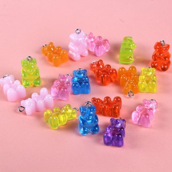 New Design Resin Mixed Color Gummy Bear Pendant Charms For Making Jewelry DIY 10pcs wholesale