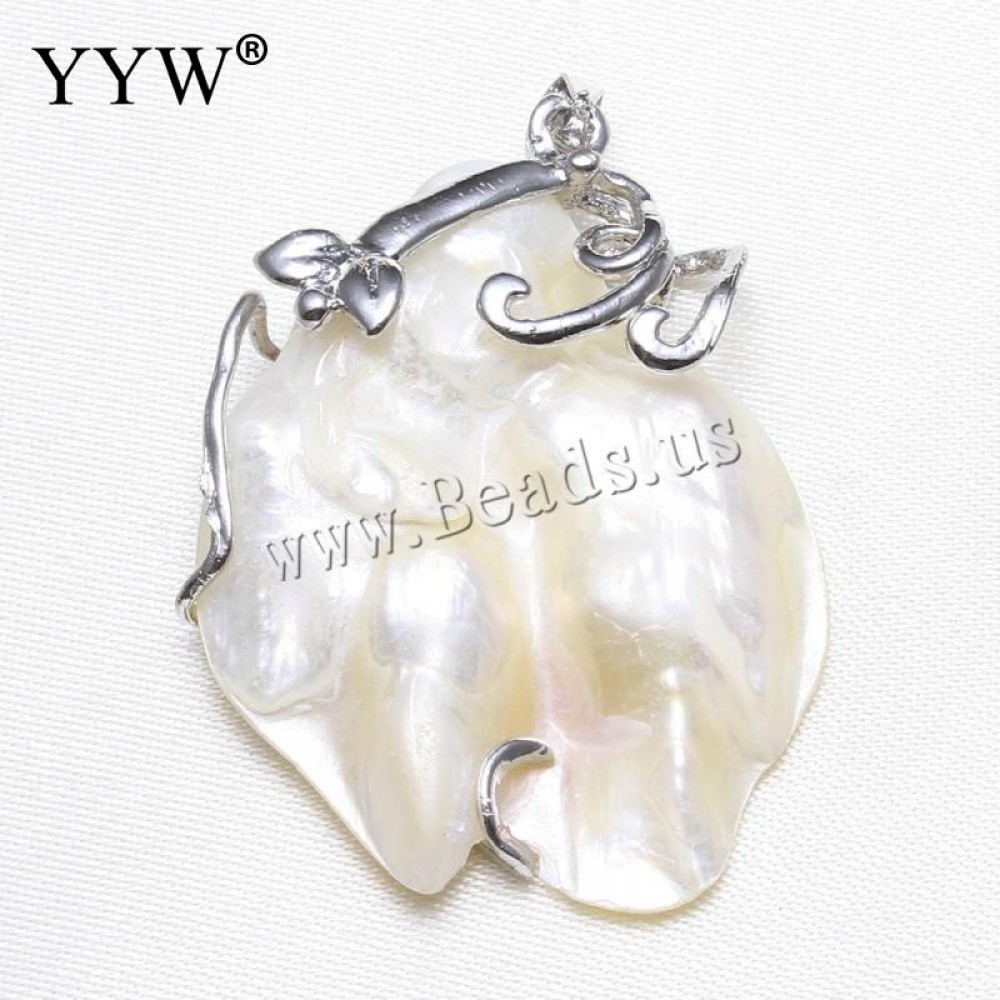 YYW Vintage Natural White Mother of Pearl Shell Pendants Silver Plated Abalone Shell Pendants Charms Jewelry Making Necklace