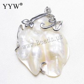 YYW Vintage Natural White Mother of Pearl Shell Pendants Silver Plated Abalone Shell Pendants Charms Jewelry Making Necklace