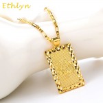 Ethlyn Unisex Religious totem Gold Color  Allah Jewelry Middle East Square Allah pendant muslim/Islamic arab ahmed Jewelry P063