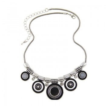 Vintage Silver Choker Necklace Ethnic Collares Bead Pendant Statement Necklace For Women Jewelry