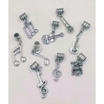 10 Pcs Antique Silver Music notation microphone rock guitar Charms Pendants for Jewelry Making Necklace DIY Jewelry Accessories