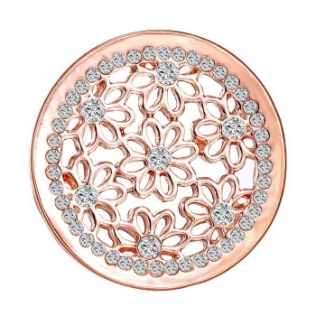 DIY Rose Gold Color My Disc Coin Hollow Out Flower Interchangeable Coin with Crystal Fit for Women Elegant Jewelry Pendants