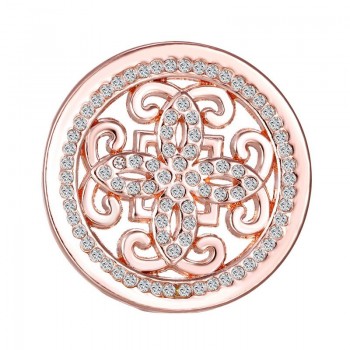 DIY Rose Gold Color My Disc Coin Hollow Out Flower Interchangeable Coin with Crystal Fit for Women Elegant Jewelry Pendants