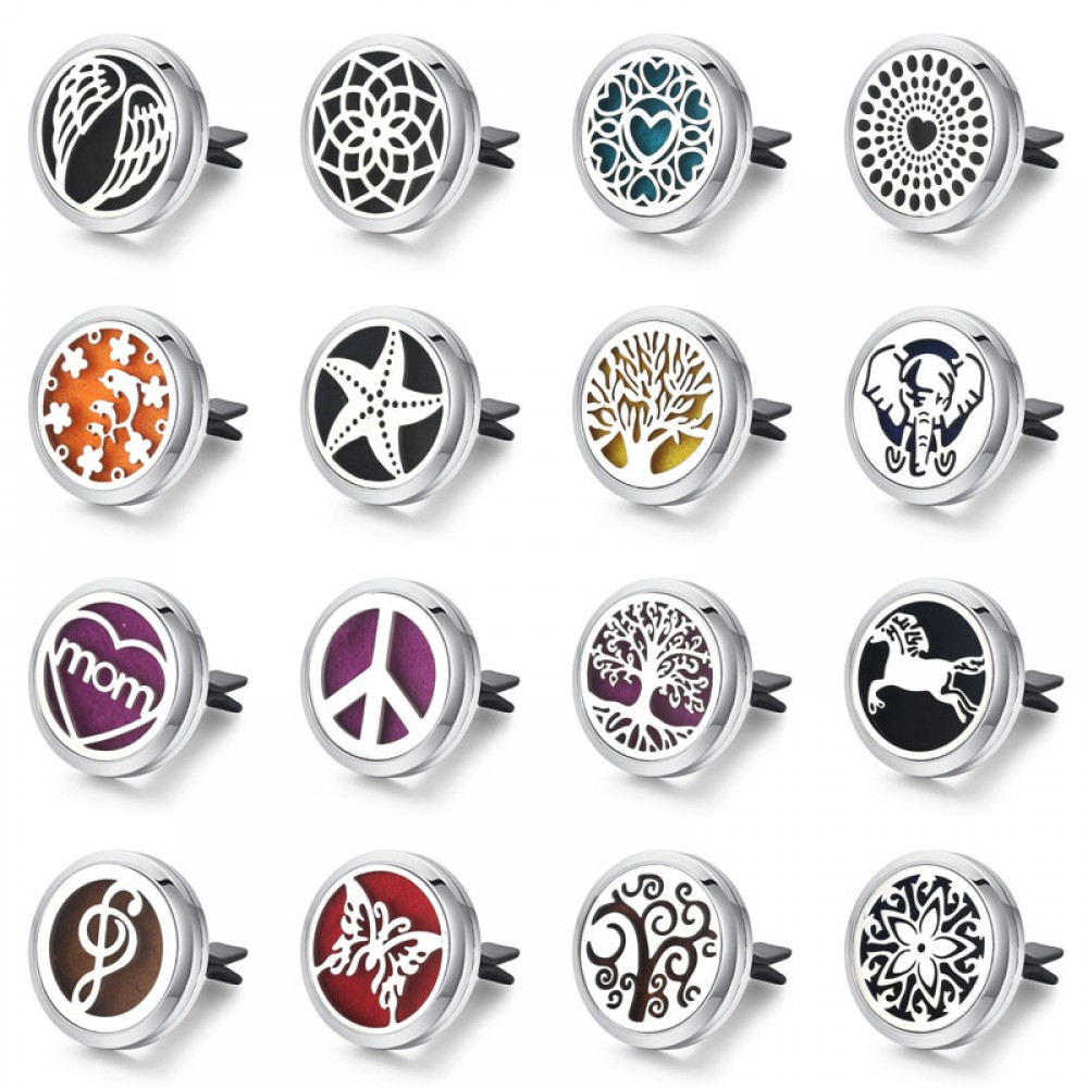 30mm Tree of Life Stainless Steel Car Air Freshener Perfume Essential Oil Diffuser Locket Random Send 1pcs Oil Pads as Gift 4579