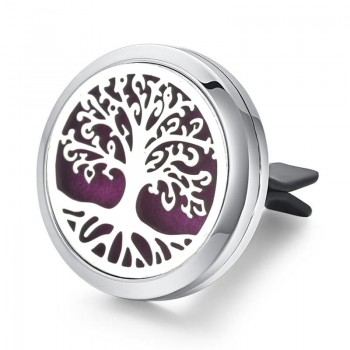 30mm Tree of Life Stainless Steel Car Air Freshener Perfume Essential Oil Diffuser Locket Random Send 1pcs Oil Pads as Gift 4579