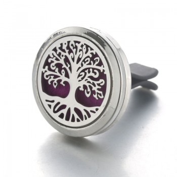 30mm Tree of Life Stainless Steel Car Air Freshener Perfume Essential Oil Diffuser Locket Random Send 1pcs Oil Pads as Gift 4579