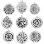 1pc Round Antique Memory Photo Perfume DIY Jewelry Vintage Pendant Locket Aromatherapy Essential Oil Diffuser Necklace Locket