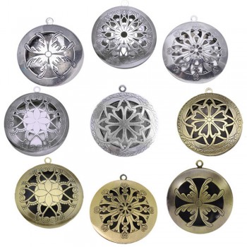 1pc Round Antique Memory Photo Perfume DIY Jewelry Vintage Pendant Locket Aromatherapy Essential Oil Diffuser Necklace Locket