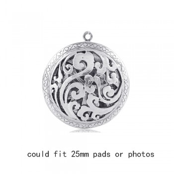 1pc Round Antique Memory Photo Perfume DIY Jewelry Vintage Pendant Locket Aromatherapy Essential Oil Diffuser Necklace Locket
