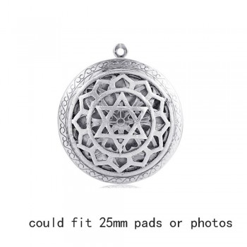 1pc Round Antique Memory Photo Perfume DIY Jewelry Vintage Pendant Locket Aromatherapy Essential Oil Diffuser Necklace Locket