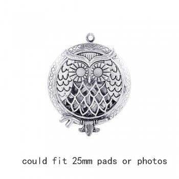1pc Round Antique Memory Photo Perfume DIY Jewelry Vintage Pendant Locket Aromatherapy Essential Oil Diffuser Necklace Locket