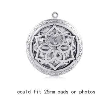 1pc Round Antique Memory Photo Perfume DIY Jewelry Vintage Pendant Locket Aromatherapy Essential Oil Diffuser Necklace Locket
