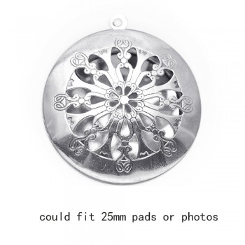 1pc Round Antique Memory Photo Perfume DIY Jewelry Vintage Pendant Locket Aromatherapy Essential Oil Diffuser Necklace Locket