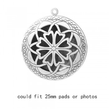 1pc Round Antique Memory Photo Perfume DIY Jewelry Vintage Pendant Locket Aromatherapy Essential Oil Diffuser Necklace Locket