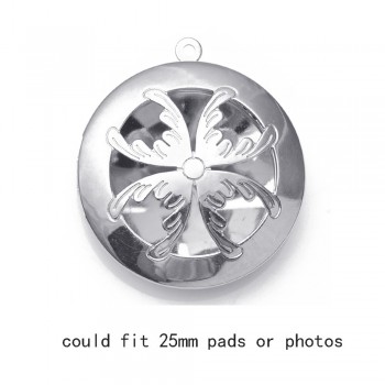 1pc Round Antique Memory Photo Perfume DIY Jewelry Vintage Pendant Locket Aromatherapy Essential Oil Diffuser Necklace Locket